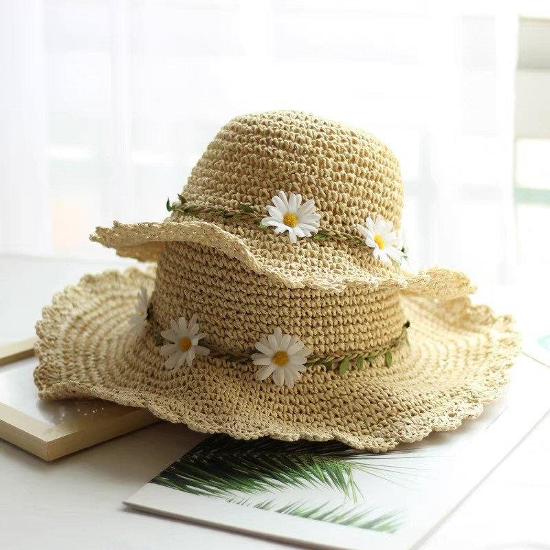 Summer Daisy Beach Straw Hat for Women and Girl.