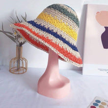 Load image into Gallery viewer, Summer Rainbow Straw Hat for Women/Girl.