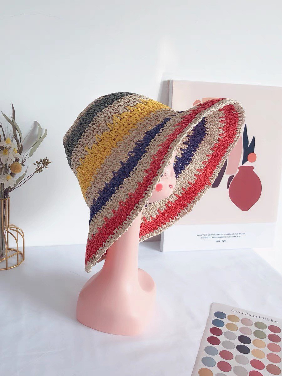 Summer Rainbow Straw Hat for Women/Girl.