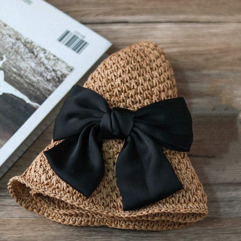 Summer Straw Beach Hat with Bow Tie for Women/Girl.