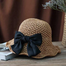 Load image into Gallery viewer, Summer Straw Beach Hat with Bow Tie for Women/Girl.