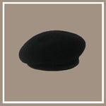 Vintage Style Wool Beret for Women with Leather Rim.