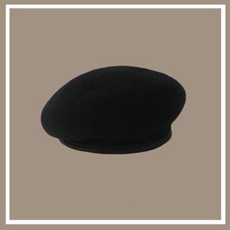Vintage Style Wool Beret for Women with Leather Rim.
