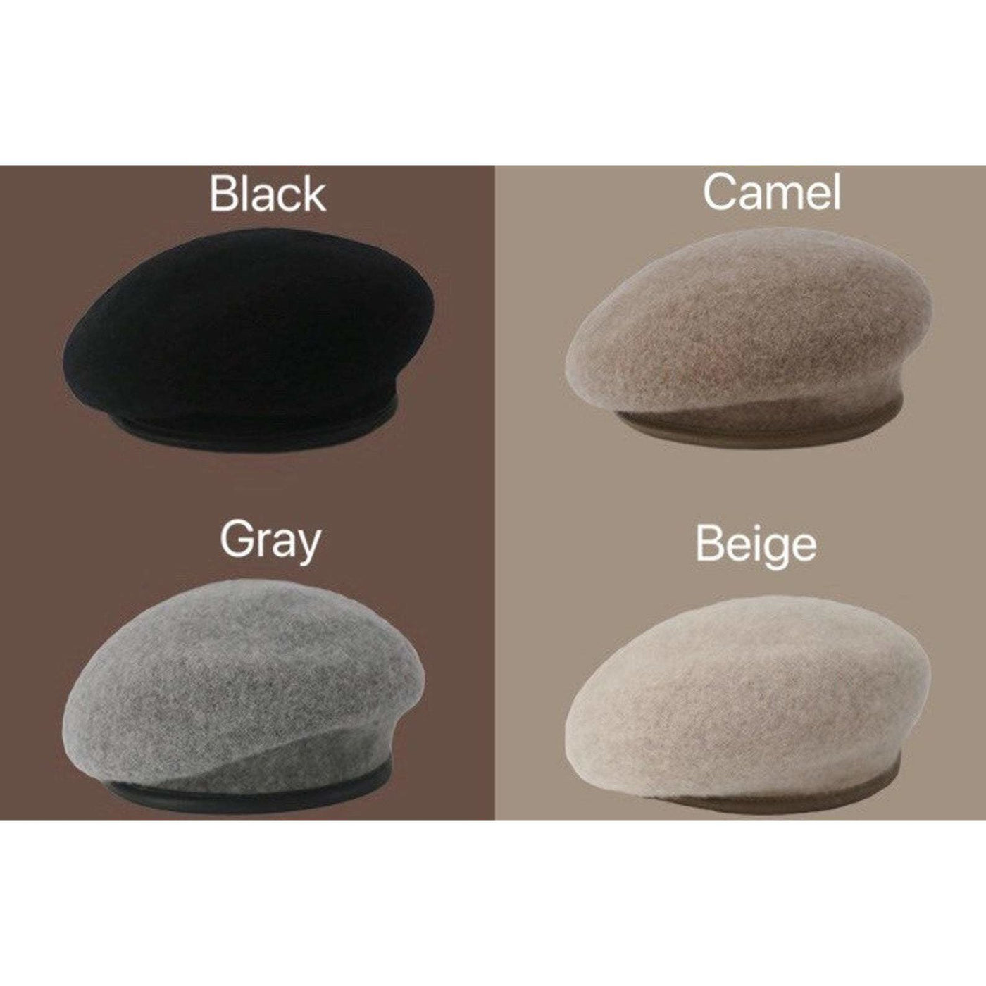 Vintage Style Wool Beret for Women with Leather Rim.