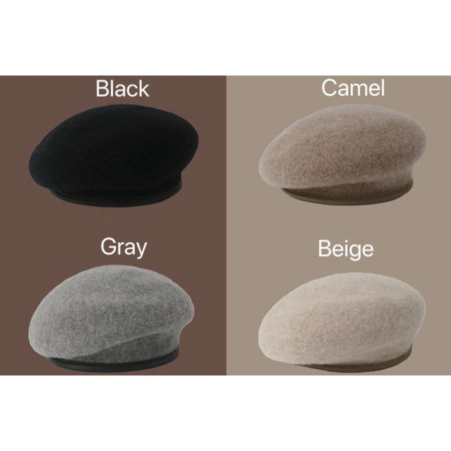 Vintage Style Wool Beret for Women with Leather Rim.