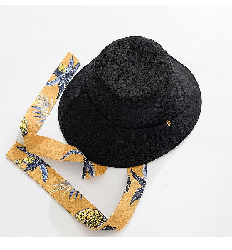Two way Women Bucket Sun Hat with Bow Tie.