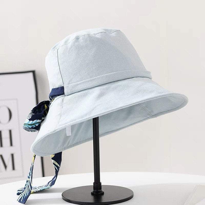 Two way Women Bucket Sun Hat with Bow Tie.