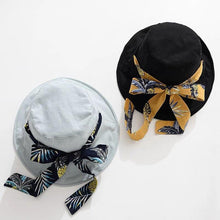 Load image into Gallery viewer, Two way Women Bucket Sun Hat with Bow Tie.