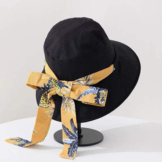 Two way Women Bucket Sun Hat with Bow Tie.