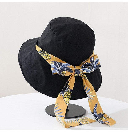 Two way Women Bucket Sun Hat with Bow Tie.