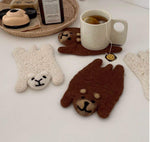 Wool Felted Bear/Sheep Coaster.