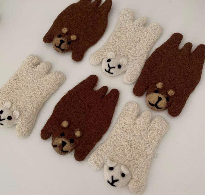 Wool Felted Bear/Sheep Coaster.