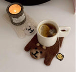 Wool Felted Bear/Sheep Coaster.