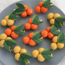 Load image into Gallery viewer, Wool Felted Orange/Lemon/Peach/Cherry Hair clip for Girls.
