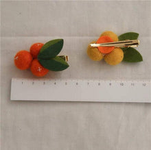Load image into Gallery viewer, Wool Felted Orange/Lemon/Peach/Cherry Hair clip for Girls.