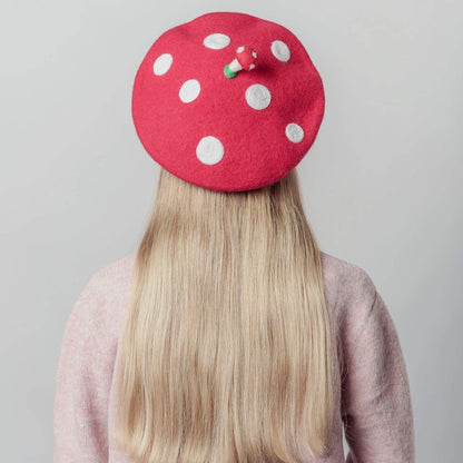 Red Mushroom Beret For Women and Kids.
